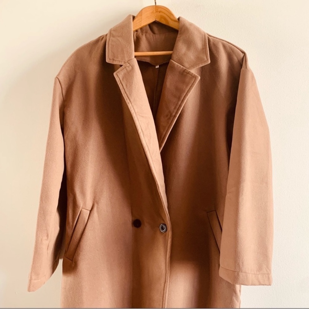 Never been worn 2x Khaki Double Breasted Lapel Long Trench Fall Pea Coat
